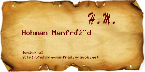 Hohman Manfréd névjegykártya
